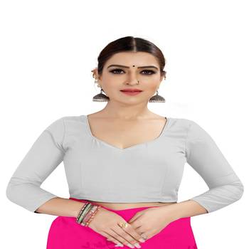 Pink embroidered chanderi silk saree with blouse 4