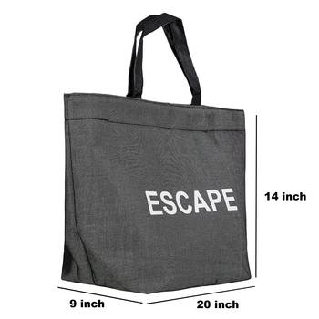 Shree Shyam Products Black Tote Bag Shoulder Bags For Shopping Jute Canvas Handbags Casual For Women 4