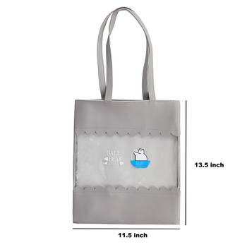 Shree Shyam Products Grey Tote Bag Transparent Shoulder Bag See Through Beach Bag With Small Clear  For Women/Girls 5