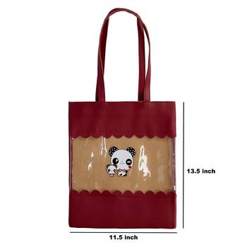 Shree Shyam Products Maroon Tote Bag Transparent Shoulder Bag See Through Beach Bag With Small Clear  For Women/Girls 5
