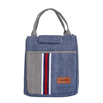 Shree Shyam Products Denim Blue Tote Bag Lunch Bag Insulated With Adjustable Strap For Unisex Large Capacity (1 Pc Set) 1
