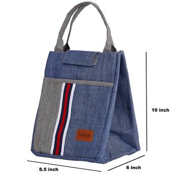 Shree Shyam Products Denim Blue Tote Bag Lunch Bag Insulated With Adjustable Strap For Unisex Large Capacity (1 Pc Set) 4