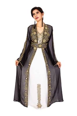 Black embroidered georgette islamic-kaftans 1