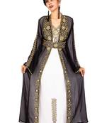 Black embroidered georgette islamic-kaftans