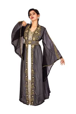 Black embroidered georgette islamic-kaftans 2