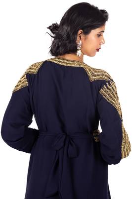 Navy-blue embroidered georgette islamic-kaftans 3