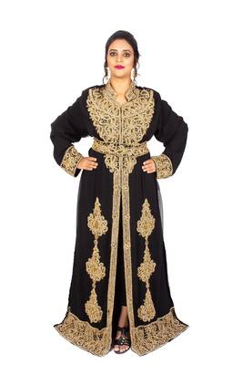 Black embroidered georgette islamic-kaftans 1
