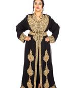 Black embroidered georgette islamic-kaftans