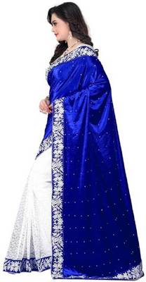 Blue Woven Velvet Saree With Blouse 2