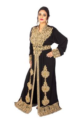 Black embroidered georgette islamic-kaftans 2