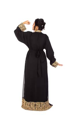 Black embroidered georgette islamic-kaftans 3
