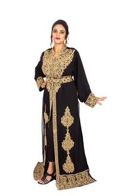 Black embroidered georgette islamic-kaftans 5
