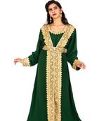 Dark-green embroidered georgette islamic-kaftans