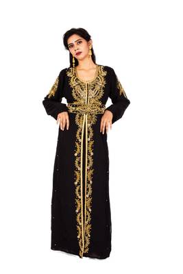 Black embroidered georgette islamic-kaftans 1