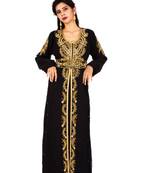 Black embroidered georgette islamic-kaftans