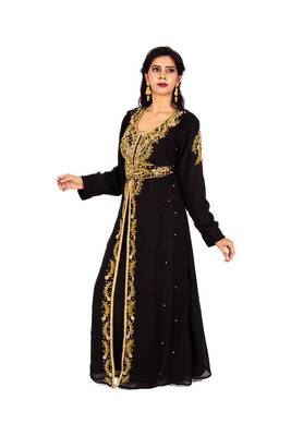 Black embroidered georgette islamic-kaftans 2