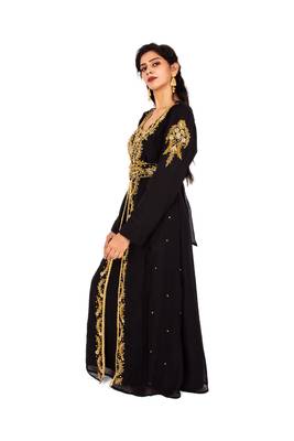 Black embroidered georgette islamic-kaftans 3