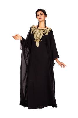 Black embroidered georgette islamic-kaftans 1