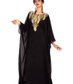 Black embroidered georgette islamic-kaftans