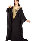 Black embroidered georgette islamic-kaftans