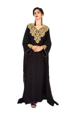 Black embroidered georgette islamic-kaftans 1