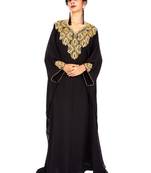 Black embroidered georgette islamic-kaftans