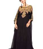 Black embroidered georgette islamic-kaftans