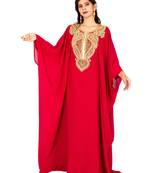 Red embroidered georgette islamic-kaftans