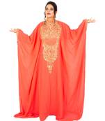 Light-red embroidered georgette islamic-kaftans