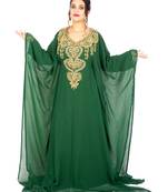 Dark-green embroidered georgette islamic-kaftans