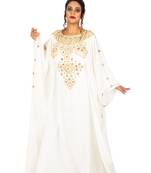 Off-white embroidered georgette islamic-kaftans