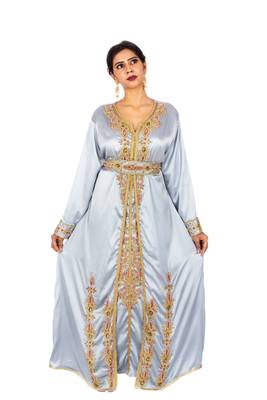 Blue embroidered satin islamic-kaftans 1