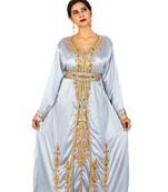 Blue embroidered satin islamic-kaftans