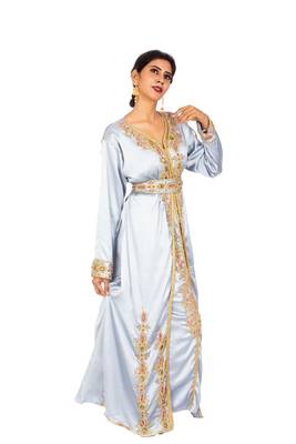 Blue embroidered satin islamic-kaftans 2