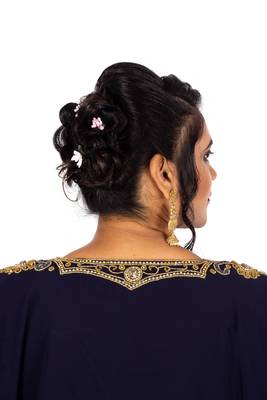 Navy-blue embroidered georgette islamic-kaftans 3
