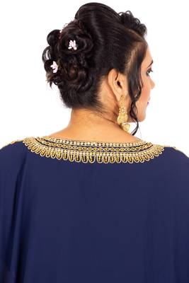 Navy-blue embroidered georgette islamic-kaftans 3