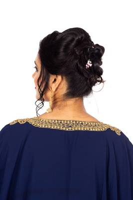 Navy-blue embroidered georgette islamic-kaftans 3