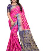 Magenta woven cotton silk saree with blouse