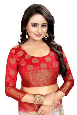 White woven cotton silk saree with blouse 3