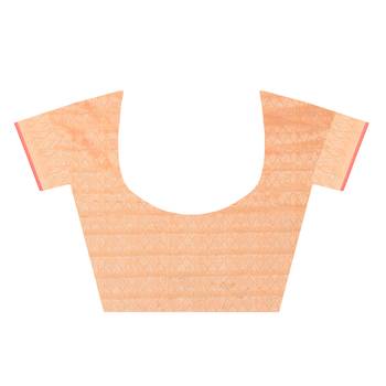 Orange Woven Blended Cotton Saree With Blouse 3