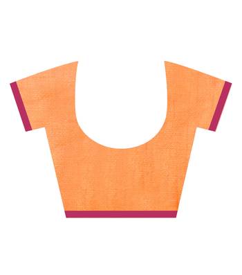 Orange Hand Woven Blended Cotton Saree With Blouse 4