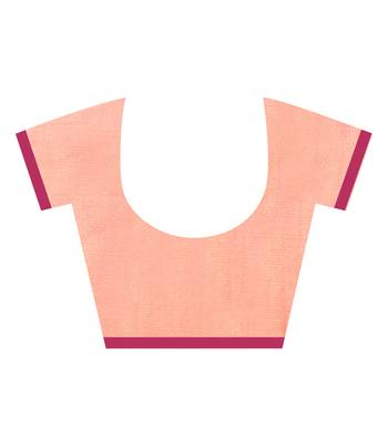 Peach Hand Woven Blended Cotton Saree With Blouse 4