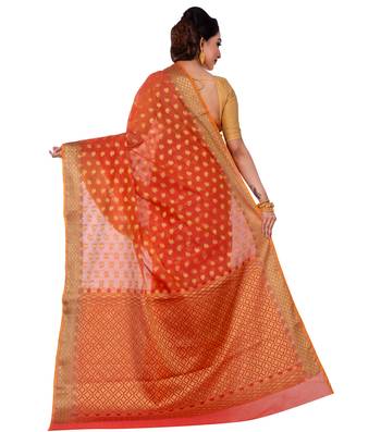 Maroon Hand Woven Blended Cotton Saree With Blouse 2