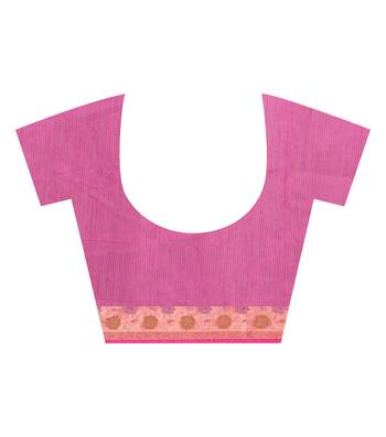 Magenta Hand Woven Blended Cotton Saree With Blouse 4
