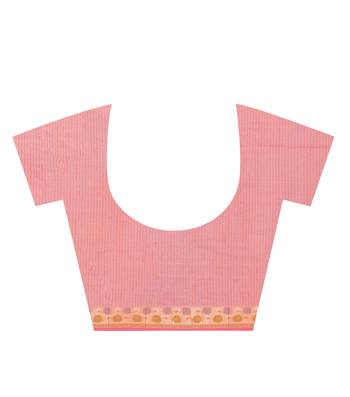 Orange Hand Woven Blended Cotton Saree With Blouse 4