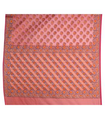 Orange Hand Woven Blended Cotton Saree With Blouse 3