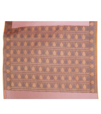 Pink Woven Blended Cotton Saree With Blouse 3
