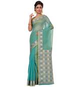 Maroon Woven Blended Cotton Saree With Blouse