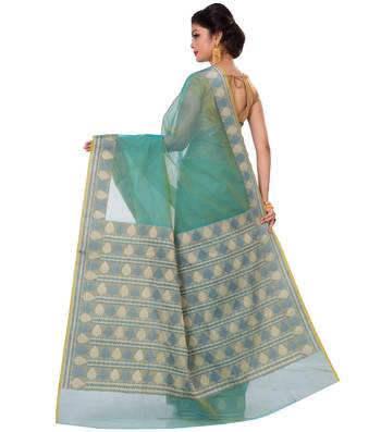 Maroon Woven Blended Cotton Saree With Blouse 2