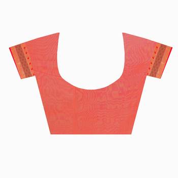 Orange Hand Woven Blended Cotton Saree With Blouse 3